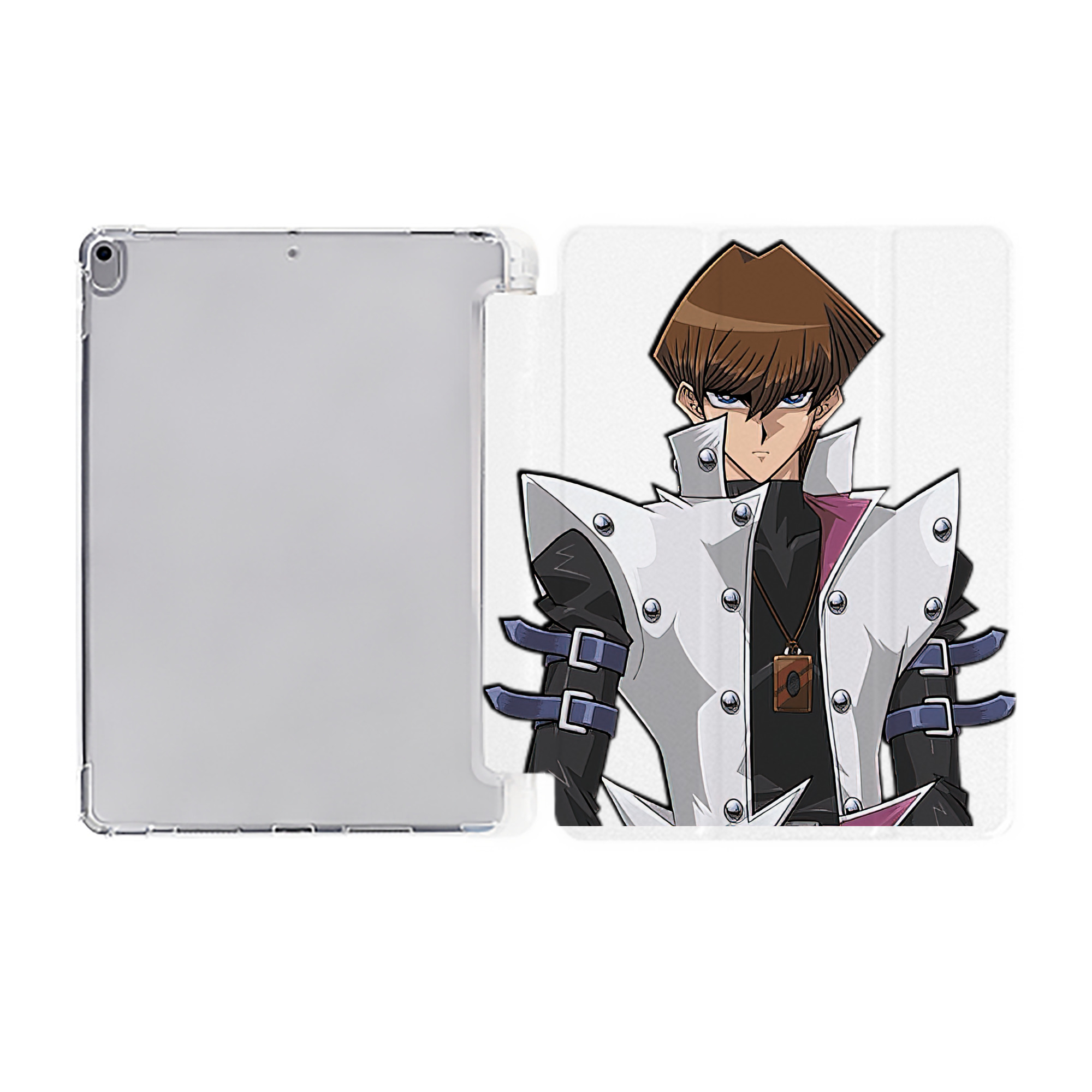 （画像用） 遊☆戯☆王 Yu-Gi-Oh! IPad ケース ペン収納付き 三つ折りスタンド PUレザー×シリコン 対応機種9.5/10.5/10.9インチ